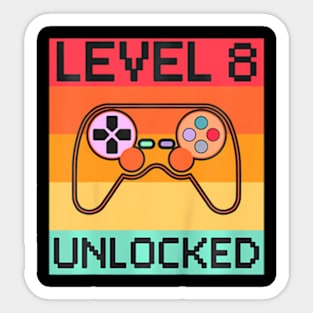 Kids Level 8 Video 8th Birthday Gaming Sticker